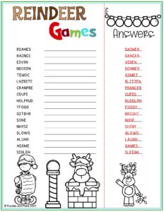 Make learning fun this holiday season with a Reindeer Games word scramble! This free printable combines holiday cheer with valuable language skills practice. Use it for classroom or homeschool activities. Save this pin to keep word scrambles handy for the holidays!