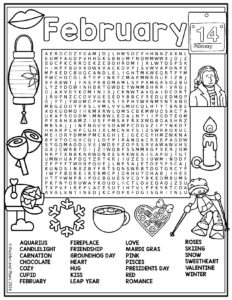 February Word Search Puzzle